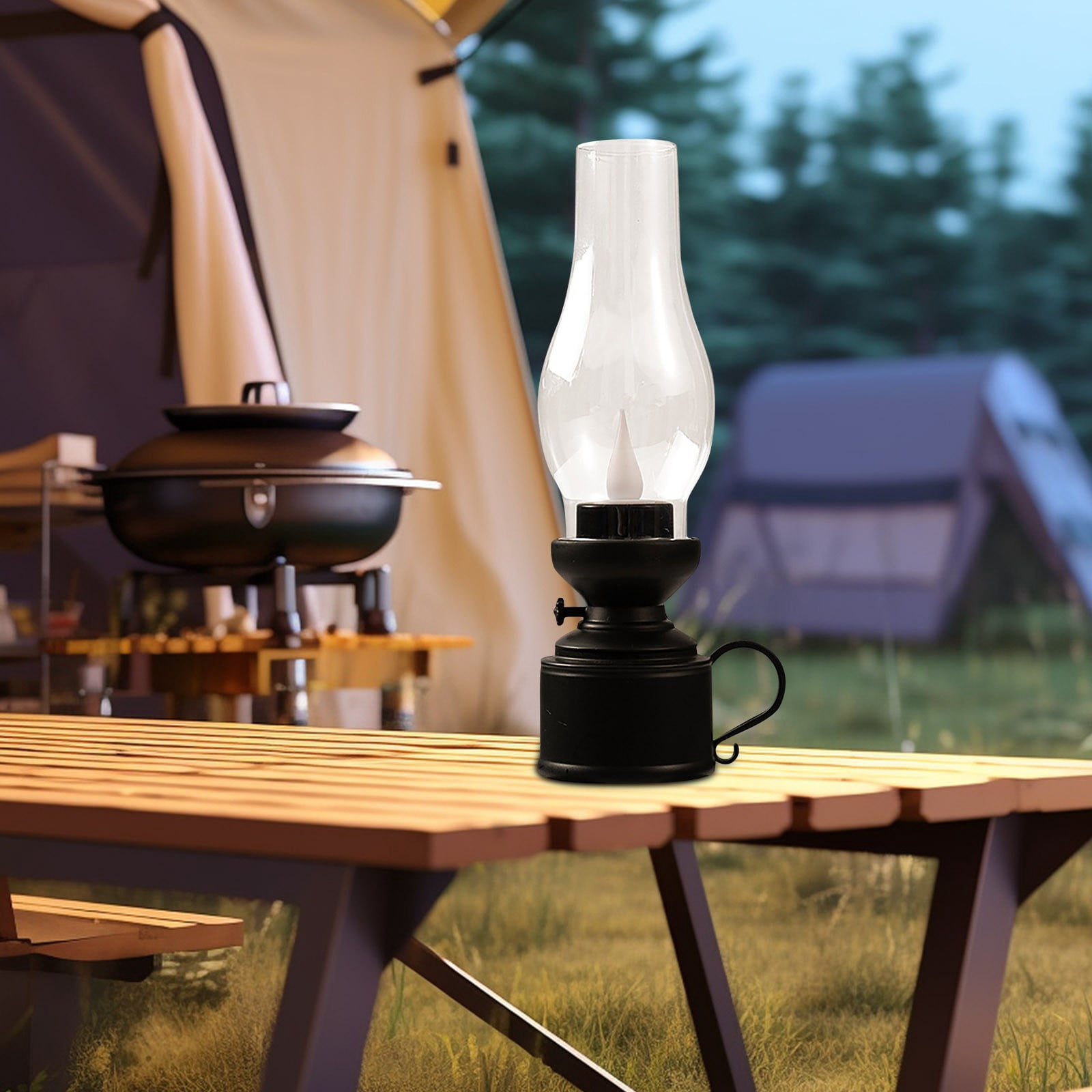 Vintage Flameless Kerosene Lamp LED Battery Operated Table Lamp, Retro Oil Lantern for Bedroom, Living Room & Emergency Lighting | Indoor Decorative Ambient Light,Halloween Christmas Gift