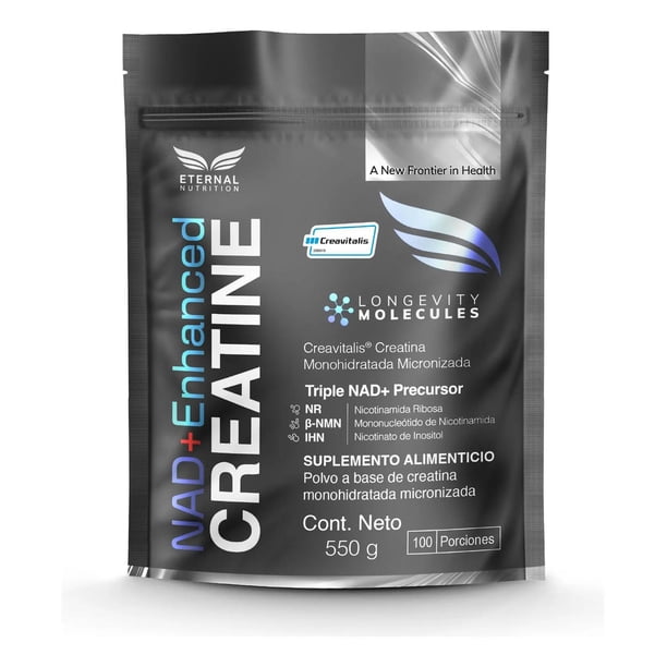 Creatina Monohidratada Micronizada Creapure Reforzada con NAD+ Eternal Nutrition 550 Gramos 5 gr