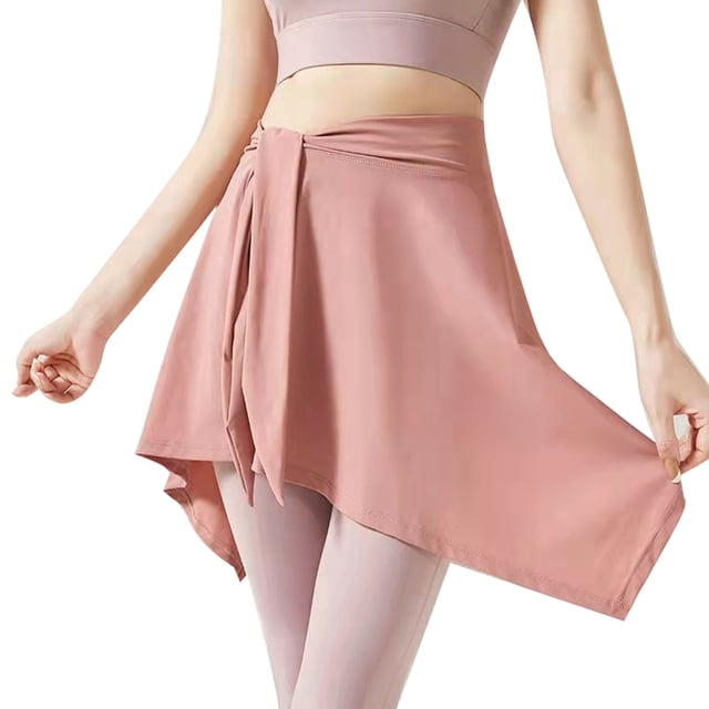 Falda deportiva cubierta de fibra de poliéster suave de una pieza absorbente falda de amarre de yoga para fitness tenis rosa talla única