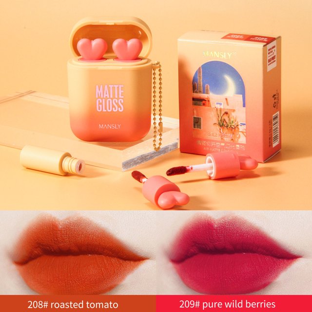 Lápiz labial para mujer, tinte labial, brillo labial Manshili Loves The Beginning Of The Opening Matte Lip Glaze Double Tube Textura bicolor Lápiz labial hidratante blanqueador mate Lápiz labial Lápiz