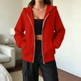 thumbnail image 2 of Women's Casual Drawstring Zip Up Hoodie with Pockets Ladies Lightweight Full Zipper Sweatshirt Jacket Soft Pullover Hoody Coat, 2 of 5