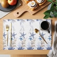 thumbnail image 2 of Starfish Placemats Set of 6 Blue Ocean Coastal Coral Shell Nautical Boat Place Mats Indoor Wipeable Table Mats Washable Cloth Dining Table Placemats for Kitchen Holiday Party Home Decor 13x19 Inch, 2 of 9