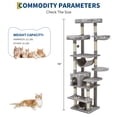 thumbnail image 4 of QinaQin 74 Inch Cat Tree for Large Cats, Multi Level Tower with Sisal Posts, Condo, Toys and Spacious Top Perch, 4 of 8