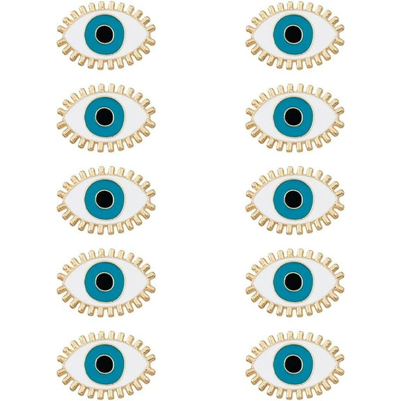 10Pcs Evil Eye Vintage Clothing Brooch Pins Light Gold Alloy Enameled Craftsmanship Lapel Pins Scarf Hijab Collar Pins Ladies Accessories for Wedding Party Prom Daily Wear