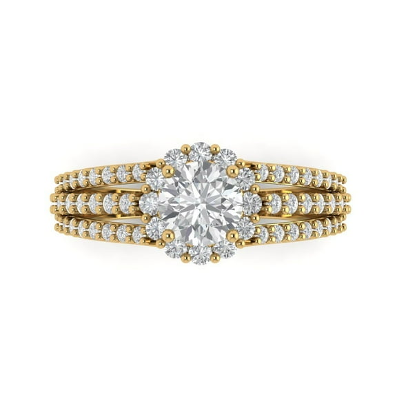 Halo Engagement Ring for Women - 1.83ct Simulated Diamond in 18K Yellow Gold Promise Ring