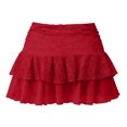 thumbnail image 6 of Wxolcjlv Womens Lace Ruched Mini Skirt Drawstring Side Tiered Ruffle Hem Evening Skirts, 6 of 6