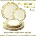 thumbnail image 2 of 40 pc Plastic Dinnerware Set , 20 Dinner Plates and 20 Side Plates , Elegant Fine China Look (Venetian Collection - Gold/Ivory), 2 of 12