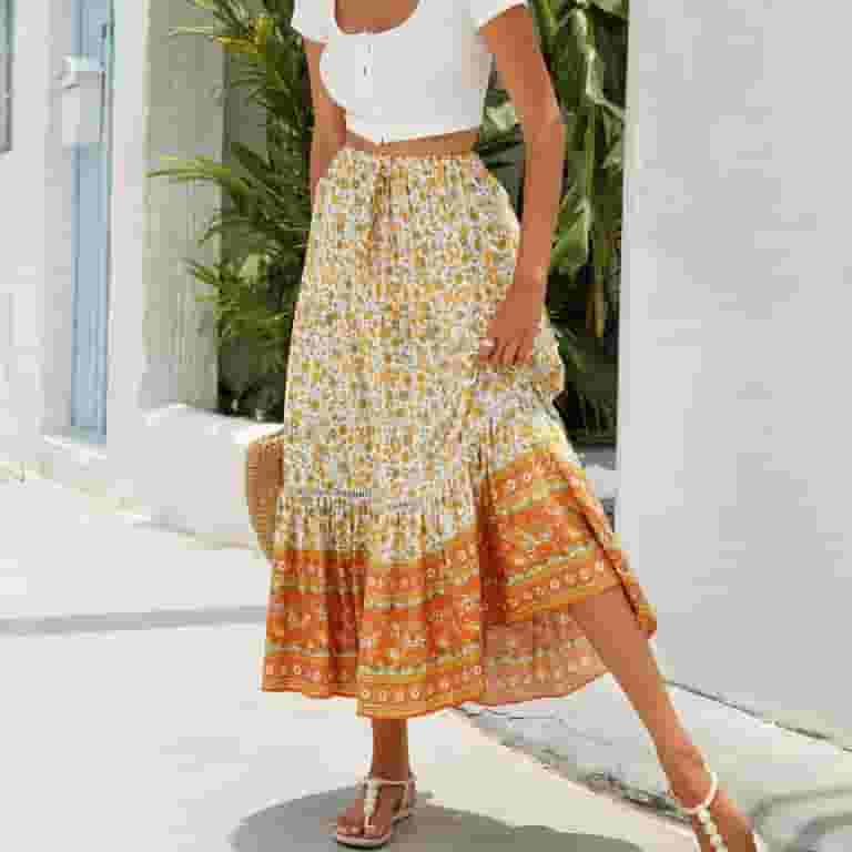 ★赤字セール/即発★BCBGeneration Floral Print Maxi Skirt ★ Women 2023 Summer Clearance Spring Long Skirts Dress Floral
