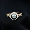 thumbnail image 3 of Rosec Jewels Genuine Tahitian Black Pearl Engagement Ring with Diamond - Crossover Ring (7.5 Carat, AAA Quality), 10K Yellow Gold, US 9.50, 3 of 9