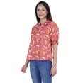 thumbnail image 2 of Moomaya Womens Printed Top Roll-Up Sleeve Collar Neck Button-Down Shirt, 2 of 7