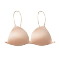 thumbnail image 2 of opvise Women Bra Back Closure Spaghetti Straps Seamless Wireless Breast Support Breathable Thin Shoulder Strap Apricot, 2 of 8