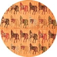 thumbnail image 1 of Ahgly Company Indoor Round Abstract Orange Modern Area Rugs, 5' Round, 1 of 4