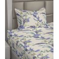 thumbnail image 2 of Ambesonne Floral Fitted & Flat Sheet with Sham 3 Pcs Set, Eustoma Flowers Vintage Art, Twin, Pale Purple and Reseda Green, 2 of 4