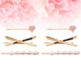 thumbnail image 4 of Juego de 6 horquillas de perlas con forma de corazón para el pelo, con lazo de aleación, para decoración de fiestas, 2 unidades, 4 of 5