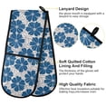 thumbnail image 4 of Dailycode Double Sided Oven Mitt with Loop Heat Resistant Kitchen Long Potholders 7" x 35" Blue Flowers with Petals, 4 of 6