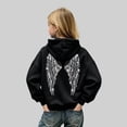 thumbnail image 5 of Linfrsh Girls Sequin Angel Wings Hoodies Trendy Long Sleeve Hooded Baggy Drawstring Sweat Fashion Casual Pullovers With Pockets(Black,4-5 Years), 5 of 8