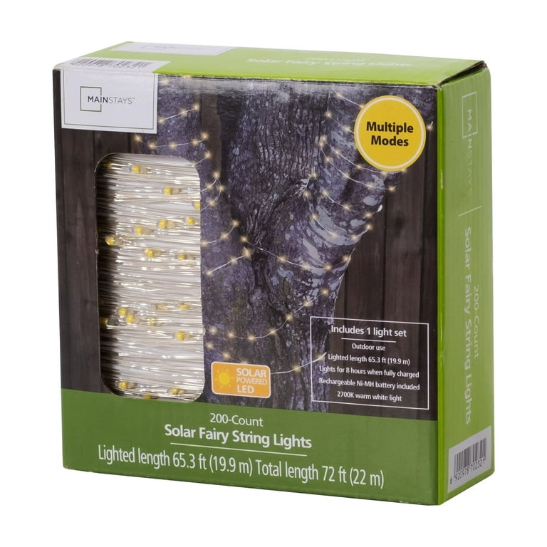 【SATIIIZ】Raod Net String Multi Pack Mainstays Solar Power 200-Count Warm White Fairy LED Wire