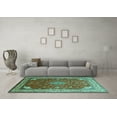thumbnail image 3 of Ahgly Company Indoor Square Medallion Turquoise Blue Traditional Area Rugs, 6' Square, 3 of 4
