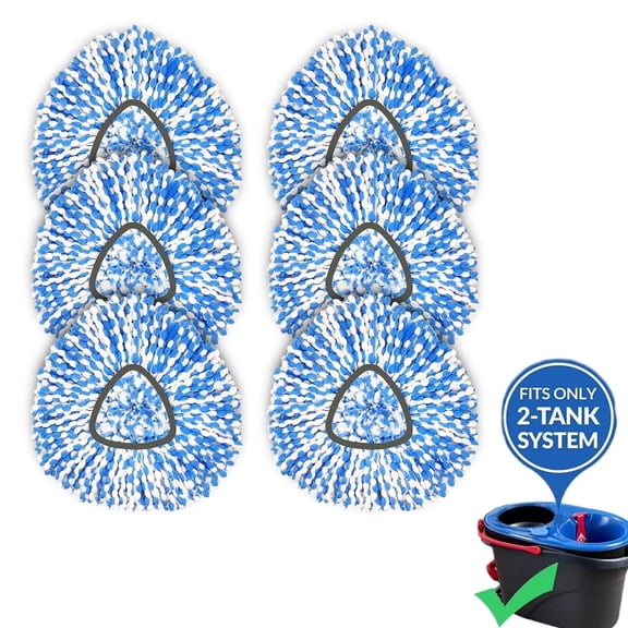 6-Pack Replacement Mop Heads Compatible with O-Cedar RinseClean System | Washable & Durable Microfiber Spin Mop Refills for Multi-Surface Cleaning