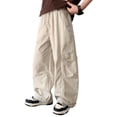 thumbnail image 2 of ZHOGXU Kids Boys Cargo Pants High Waisted Solid Color Wide Leg Loose Fit Comfortable Trousers With Pockets For Everyday Wear,Khaki,5-6 Years, 2 of 5
