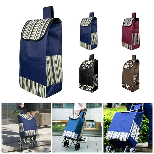 Ruiboury Sac de Remplacement Robuste pour Chariot de Courses Pliable Portable Durable Oxford Bleu Foncé