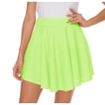 thumbnail image 6 of Women Casual Mini Stretch Waist Flared Plain Pleated Skater Skirt (Medium, Black), 6 of 7