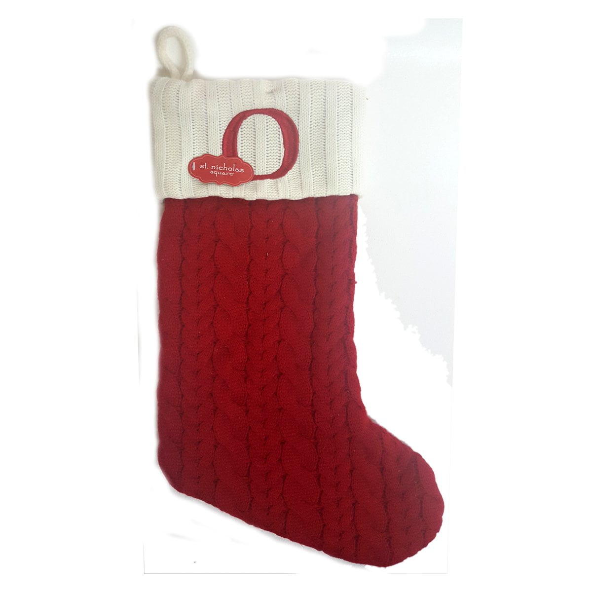 St. Nicholas Square 21 Inch Cable Knit Monogram Christmas Stocking