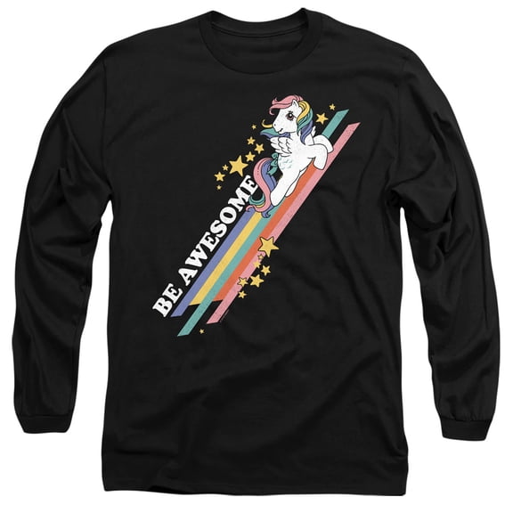 My Little Pony Retro Be Awesome Long Sleeve Adult 18/1 T-Shirt Black
