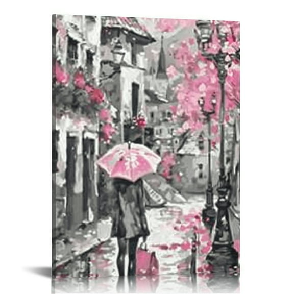 Creowell Black and White Wall Art Girls Pink Paris Theme Canvas Prints  Wall Paintings London Big Ben Pictures for Bedroom Living Room Bathroom Wall Decor 16x20 in/12x16 in