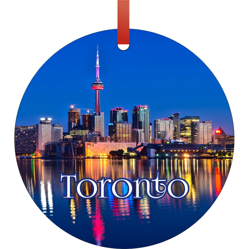 Christmas Ornaments Travel Canada Toronto CN Tower Reflection Ornament