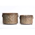 thumbnail image 1 of Set Of 2 Bronze Coloured Patterned Footed Planters, 1 of 1