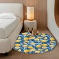 thumbnail image 3 of Summer Fruit Round Area Rugs 3 ft, Watercolor Lemon Cute Frangipani Blue Leaves Rustic Washable Small Area Rug with Non-Slip Sturdy Edge Binding Round Front Door Mat Floor Carpet for Entryway, 3 of 9