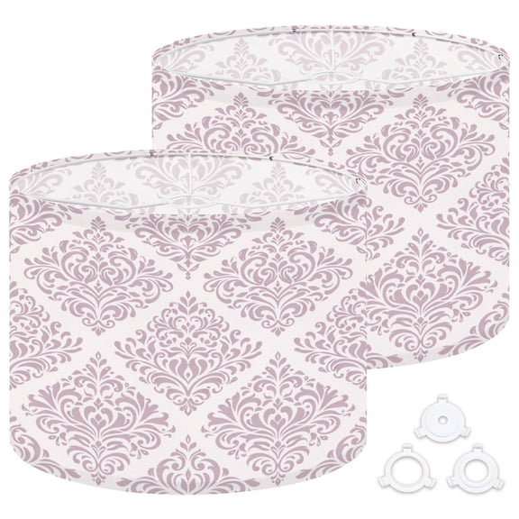 Lamp Shades Set of 2 Easy Assembly Damask floral Vintage Victorian ornament Drum Lampshades for Table Lamps Floor Lamps Pendant Light 13"x13"x10" Replacement Lamp Shade