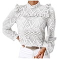 thumbnail image 1 of Blusa de manga larga con costuras plisadas sólidas de encaje sexy a la moda para mujer Fridja hj1930, 1 of 8