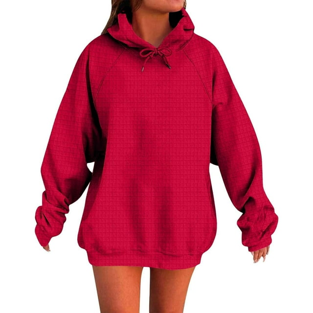 cfhntfmh Womens Plus Size Top Fall Fashion Hoodies Sweatshirts Drawstring Long Sleeve Knit Pullover Sweatshirt