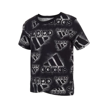 adidas Big Girls Logo Read Crossover Short Sleeve T-Shirt,Black,Medium