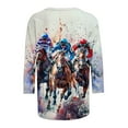 thumbnail image 4 of Women's New 3/4 Sleeve Round Neck Pullover Racing Festival Casual Printed Top T-shirt, 4 of 4