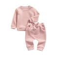 thumbnail image 2 of Bagilaanoe 2Pcs Newborn Baby Girl Boy Long Pants Set Long Sleeve Sweatshirt Pullover Tops+ Trousers 6M 12M 18M 24M Infant Fall Casual Sweatsuit, 2 of 7