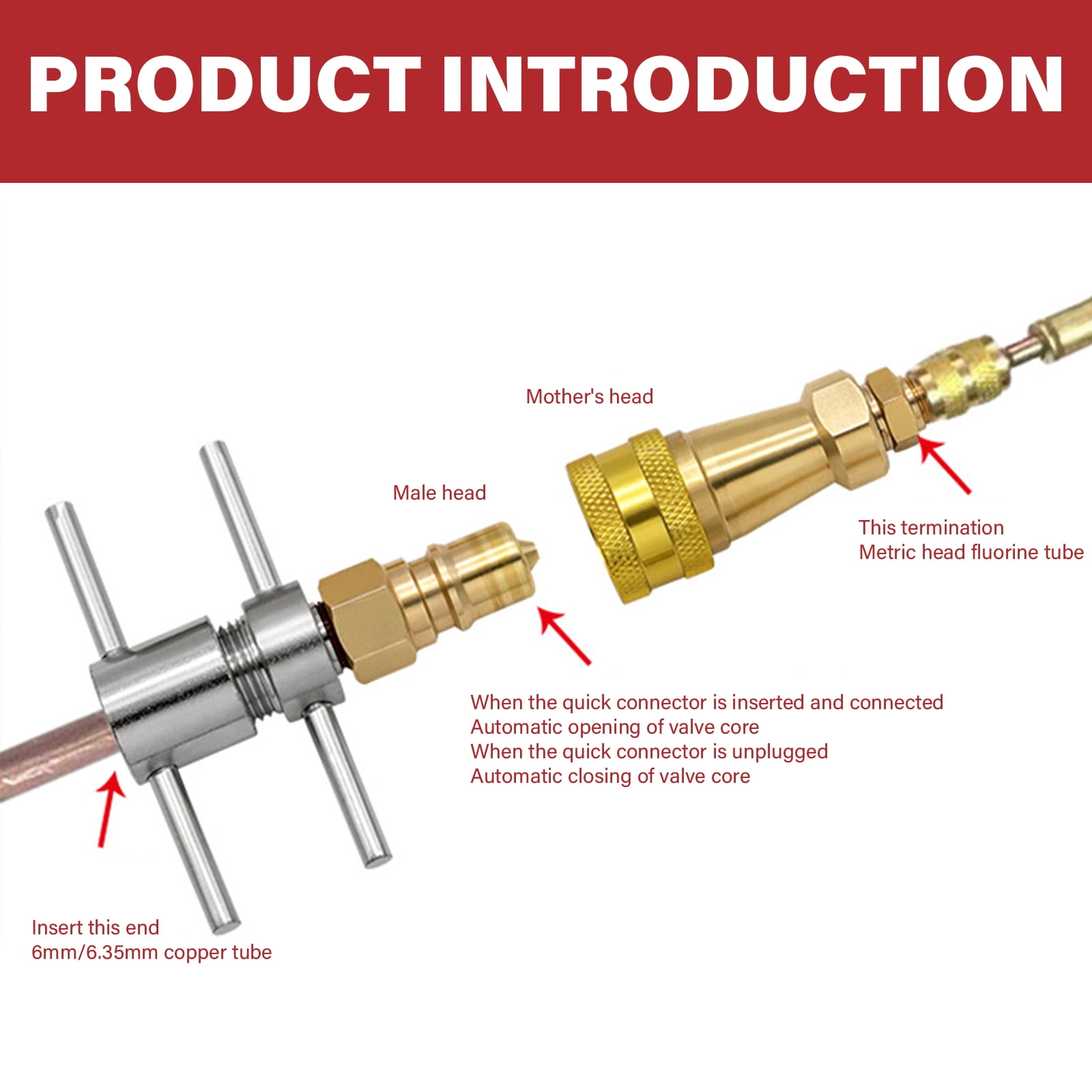 Hukai Service Quick Connectors Refrigerator Charging Quick Connects Coupler Fridge Maintenance