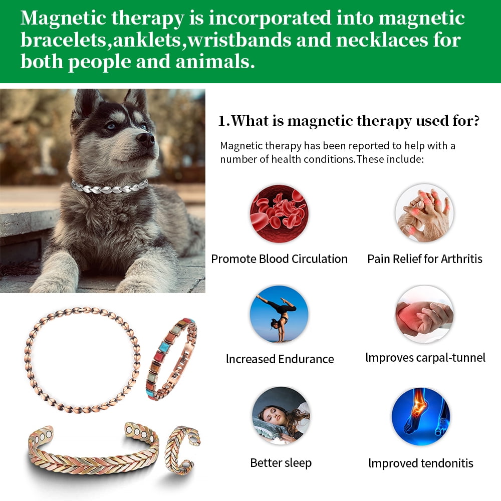 Wollet Heart Stainless Steel Magnetic Anklets for Women,9-10.23'',  Health Gift for Mom Wife Daughter, Width:0.43''