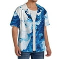 thumbnail image 2 of Gukieu Blue White Fluid Art Print Men's Short-sleeved Shirts, Button-down Pocket Shirts, T-shirts, Beach Vacation Travel Summer Clothing-Large, 2 of 5