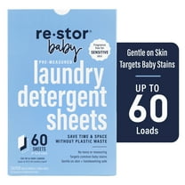 Restor Baby Laundry Detergent Sheets 60 Pack 60 Washes (Unscented)