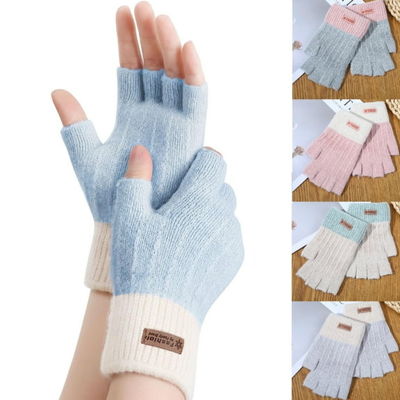 Dalrosia Fingerless Gloves - Half Finger Mittens Winter Knitted Thermal Women Gloves For Cold Weather Typing Working Driving
