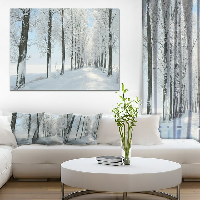 Belle Photo de Voie Forestière d'Hiver - Grande Impression d'Art sur Toile de Forêt