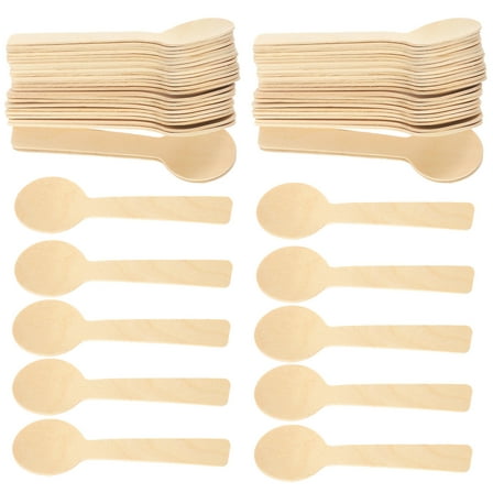 SOPOTUTU 100pcs Disposable Bamboo Spoons for Tea Ceremony Beige Mini Dessert and Ice Cream Spoons
