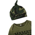 thumbnail image 2 of Styles I Love Infant Baby Boys Mama's BOY Long Sleeve Bodysuit and Pants with Hat 3pcs Cotton Camo Outfit, 2 of 13