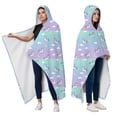 thumbnail image 2 of Wearable Blanket,Striped Cartoon Unicorn Moon Star Cloud Pattern Hooded Wearable Flannel Blanket for Adults & Teens with Buckle,Winter Poncho Shawl Wrap Cape,60"x80", 2 of 5