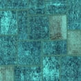 thumbnail image 1 of Ahgly Company Machine Washable Indoor Square Patchwork Turquoise Blue Transitional Area Rugs, 4' Square, 1 of 4