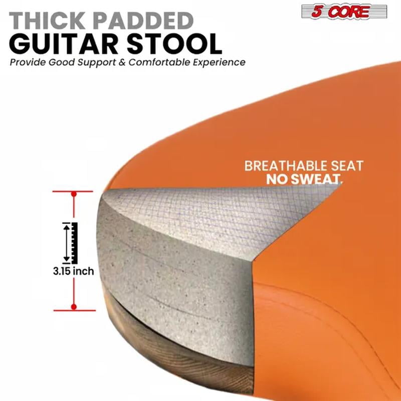 Guitar Stool Padded Chair with Backrest Foldable Music Seat Built in Foot Rest Guitar Stand