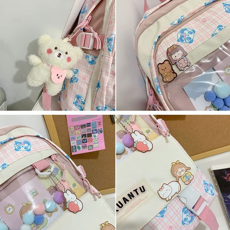 DanceeMangoos Kawaii Backpack with Pins Accessories, Aesthetic Pastel  Laptop Ita Bag, Cute Japanese Back to School Supplies Stationary (Pink) 